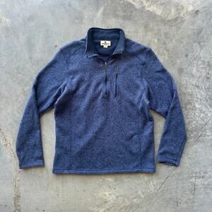 Woolrich Sweater Men's Large Blue 1/4 Zip Pullover Jacket Hiking Camping Outdoor